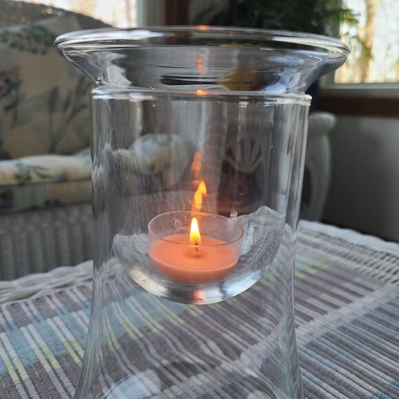 Home Interiors Two Piece Candle Holder Item 12289 Suspended Tealight Clear Glass - Picture 2 of 10